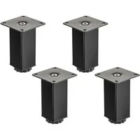 SO-TECH® Möbelfuß ZULU 38 x 38 mm 100 - 150 mm, belastbar bis 100 kg pro Fuß, (Spar-Set, 4-St), Vitrinenfuß Sockelfuß Schrankfuß Höhe 100 mm schwarz matt