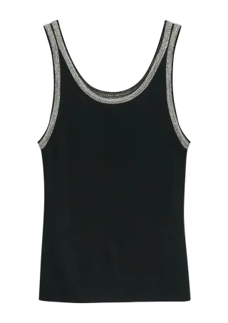 comma - Geripptes Stricktop schwarz - Gr. - 34