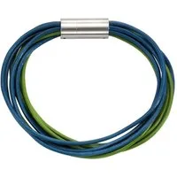 Zeeme Armband Leder 9-reihig türkis mit Magnetverschluß aus Stahl 19cm lang