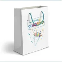 itenga Tragetasche itenga Geschenktüte mit Kordel - Endlich Schulkind WEISS - Motiv SCHUL