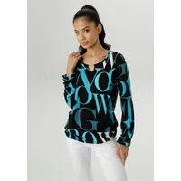 Aniston SELECTED Langarmshirt mit Cut-out und trendy Buchstabendruck
