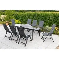 MERXX Garten-Essgruppe Taviano, (Set, 9-tlg), 8 Klappsessel, 5-fach verstellbar, Ausziehtisch