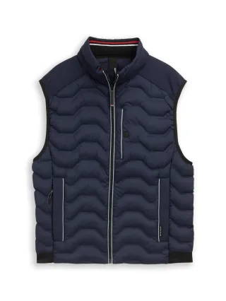 Tom Tailor - Hybrid Lightweight Steppweste mit Kapuze im Stehkragen sky captain blue - Gr. - L