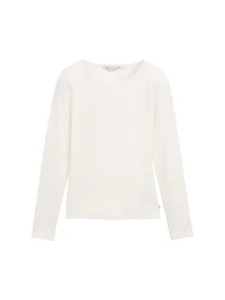 Denim Tom Tailor - Langarmshirt mit Glitzer-Effekt off white - Gr. - S