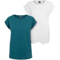 URBAN CLASSICS Rundhalsshirt Ladies Extended Shoulder Tee 2-Pack Damen T-Shirt