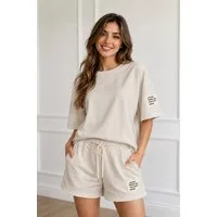Worldclassca T-Shirt & Shorts Worldclassca Damen Zweiteiler Oversize SET Shirt + Shorts Jogginganzug (Shirt+Short) Neue Kollektion - Stilvolle und gemütliche Mode für Damen