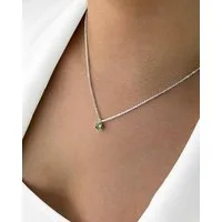 DANIEL CLIFFORD Kette mit Anhänger 'Sophie' Damen Halskette Silber 925 Anhänger Kristall grün 45cm (inkl. Verpackung), 46cm Collier 925 Sterlingsilber mit Solitär Zirkonia-Kristall olivgrün
