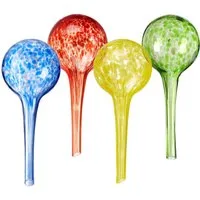 relaxdays Bewässerungskugel Bunte Bewässerungskugeln Glas 4er Set