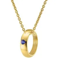 trendor Kette mit Anhänger 68062, Taufring Gold 333 mit Saphir an goldplattierter