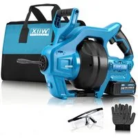 XERSEK Akku-Rohrreiniger Rohrreinigungsmaschine Abflussspirale Stufenlose Drehzahl & Rücklauf, 650 U/min, 7,6 m (Kompatibel mit Makita 18V, Spirallänge Ø 7 mm für Rohre 19-85mm), Abflussreiniger Ideal für Verstopfungen in WC, Dusche, Küche, Abfluss