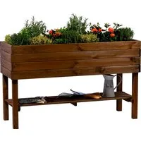 dobar Hochbeet mit Ablage inkl. Pflanzfolie, LxBxH: 117x40x80 cm