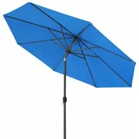 paramondo Sonnenschirm Sonnenschirm 3,5m rund blau Garten Kurbel UV-Schutz Gestell anthrazit, LxB: 350x350 cm, Knickbar & komfortable Kurbelbedienung