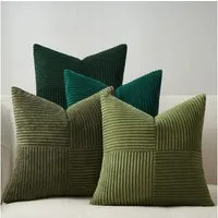 Topfinel Kissenbezug 40x40 4er set Kissenbezüge 50x50 Kordsamt mit Streifen deko Sofa, kissenbezug Dunkelgrün Farbverlauf Schlafzimmer Weich Hautfreundlich