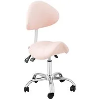 Physa Drehstuhl Sattelstuhl Sattelhocker mit Lehne Rollhocker Rosa & Silbern, Rosa, Silbern