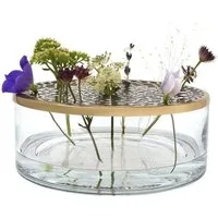 LaLe Living Dekovase Buket mit Deckel in Gold Ø20,5 cm H:7cm, aus Eisen und Glas