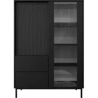 MIRJAN24 Vitrine Ozmi 2D2S (mit zwei Drehtür und zwei Schubladen) Gehärtetes Glas, Untergestell aus Metall