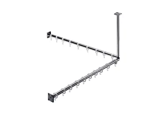 emco system 2 Duschvorhang-Set 900 mm, 2x Duschvorhangstange 2x Befestigung, 18x Ringe, chrom, 35870 358700121