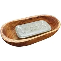 Olivenholz-erleben Seifenschale oval, Seifenablage TIEF für große Seifenstücke, Breite: 15 cm, 1-St., Natürlich schön – ein Blickfang mit mediterranem Charakter