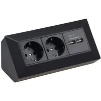ChiliTec 2-fach Steckdosenblock + 2x USB, schwarz Mehrfachsteckdose