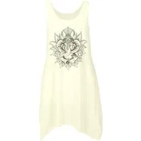 Guru-Shop Midikleid Minikleid mit Ethnodruck - creme Ganesha alternative Bekleidung