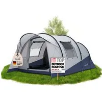 Skandika Tunnelzelt Campingzelt Isken 3 Sleeper Protect, 3 Personen, eingenähter Boden, Personen: 3 (3000 mm Wassersäule, Canopy, Organizer-Taschen in der Kabine, UPF 50), Moskitonetz an der Eingangstür, an den Fenster und der Kabinentür