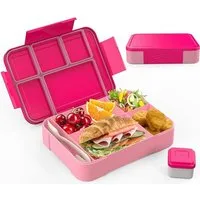 FELIXLEO Lunchbox Brotdose Kinder auslaufsicher mit Fächern Rosa, (1-tlg)