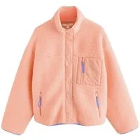 Next Fleecejacke Geknöpfte Borgjacke mit grafischem Blumenmuster (1-St)