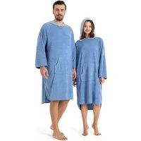 KangaROOS Badeponcho Dalia Surfponcho, ideal für Sauna, Spa & im Urlaub, Langform, Veloursfrottier, Kapuze, ohne, weich, Uni-Farben mit Streifen, leicht, Unisex, für Damen und Herren