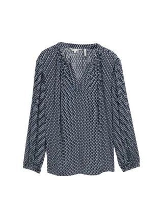 Tom Tailor - Plus Size - Bluse mit Muster printed blue white minimal - Gr. - 50