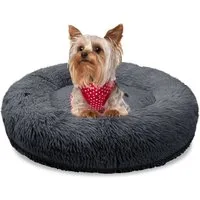Bluzelle Tierbett Hundebett Orthopädisch 50 cm - Kleine Hunde XXS / Katzenbett Hundekorb, Flauschig Kuschelig Weiches Kunstfell, Memory Foam / Rund Donut / Waschbar Plüsch Bezug / Hunde Katzen Kissen