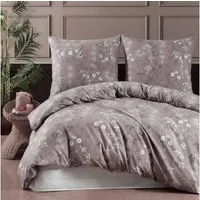 ZIRVEHOME Bettwäsche Baumwolle Bettbezug Braun Weiß Geblümt, Polina, Renforce, 3 teilig, Baumwolle Bettbezug Braun Weiß Geblümt, Polina
