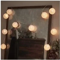 Lights4fun LED-Lichterkette 10er LED Cotton Ball Lichterkette weiß