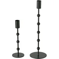 BOLTZE Kerzenleuchter Kimberly, 2er Set, aus Metall, Schwarz Matt