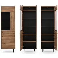Lomadox Vitrine VAREDO-132 Eiche Nb. Wohnzimmer Möbel im modernen Vintage Design 60/200/40 cm