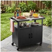 Feasto Servierwagen Grillwagen Outdoor Küche mit Edelstahl-Arbeitsplatte & Stauraum, Mobiler BBQ-Schrank mit 360° Lenkrollen, Maße 100 x 45 x 89,5 cm