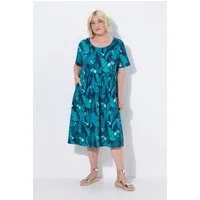 Ulla Popken Midikleid Midikleid Tukanmuster A-Linie Rundhals Halbarm