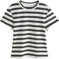 Next T-Shirt Geripptes Kurzarm-T-Shirt mit Rundhalsausschnitt (1-tlg)