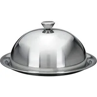 Spetebo Schutzhaube Speiseglocke mit Unterteller - Ø 24 cm - Edelstahl,(Komplett-Set, 2-tlg., Teller mit Deckel) Anrichten, Servieren, Party