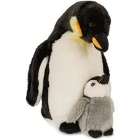 Uni-Toys Kuscheltier Kaiserpinguin m. Baby - Höhe 26 cm - Plüsch-Vogel, Pinguin, Plüschtier, zu 100 % recyceltes Füllmaterial