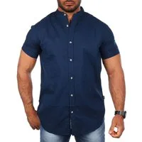 CARISMA Kurzarmhemd Herren Leinen Baumwoll Mix Casual Hemd 9337 Regular Kurzarm Stehkragenkragen Uni