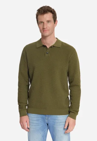 No Excess - Pullover Polo Buttons Jacquard Knit Moss - Gr. - M