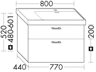 Burgbad Waschtischunterschrank System 30 Preisgruppe 4 Sana 520x770x440 Eiche Weiß, WYVP077F6335 WYVP077F6335
