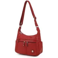 ITALYSHOP24 Schultertasche Damen Tasche Vintage Shopper Umhängetasche Handtasche CrossOver Reise, Crossbody Leder Optik Reisetasche Henkeltasche City Bag Beuteltasche