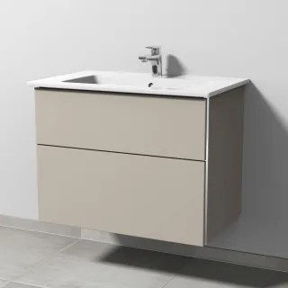 Sanipa 3way Keramik-Set Venticello Keramik-Waschtisch und Unterbau mit 2 Auszügen, Kaschmir-Matt BP3231U