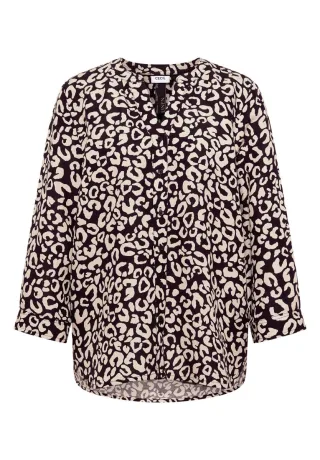 CECIL - Leinenbluse mit Animalprint und 3/4-Arm beige/braun - Gr. - S