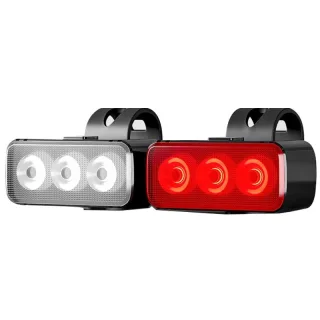 BIKIGHT Wide Angle Bike Light Set 3 LED Anti-glared USB Rechargeable Safety Waterproof Quick Charge Cycling