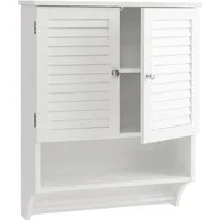 COSTWAY Hängeschrank Bad mit 2 Türen & Handtuchhalter, verstellbar, 60cm