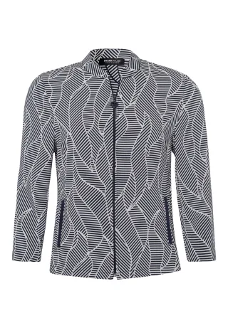 FRANK WALDER - Leichtjacke ELEMENTS mit Jacquard Muster ink/ecru - Gr. - 52