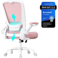 SONGMICS Bürostuhl, ergonomisch, Drehstuhl mit Mesh, Wippfunktion, klappbare Armlehnen