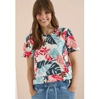 CECIL Kurzarmshirt Sommershirt mit Rundhals und Blätterprint